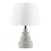 Quikfurn Small Grey Desk Light Table Lamp With White Fabric Shade For Bedside Nightstand