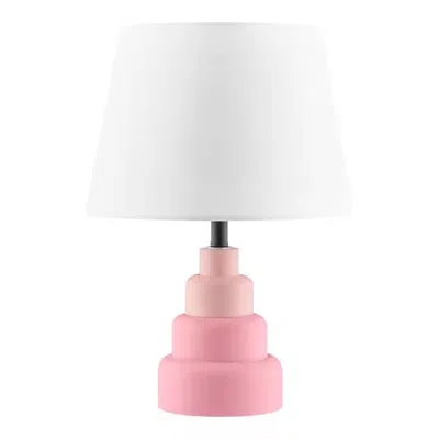 Quikfurn Small Pink Desk Light Table Lamp With White Fabric Shade For Bedside Nightstand In Brown