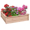 Quikfurn Solid Fir Wood 3.3 Ft X 3.3 Ft Raised Garden Bed Planter Box