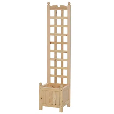 Quikfurn Solid Fir Wood Raised Garden Bed Planter Box With Trellis