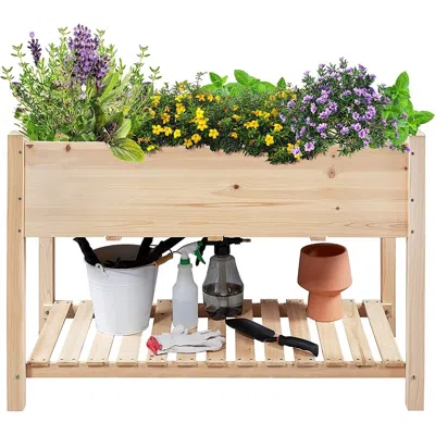 Quikfurn Solid Wood 2-tier Raised Garden Bed Planter Box 4-ft X 2-ft X 32-inch High