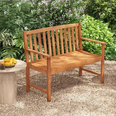Quikfurn Solid Wood 4-ft. Outdoor Patio Garden Bench - 800 Lbs. Weight Capacity