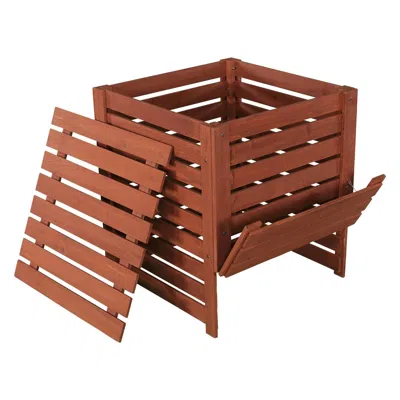 Quikfurn Solid Wood 90-gallon Compost Bin With Removable Top And Hinged Side Panel