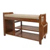 Quikfurn Solid Wood Entryway Shoe Rack Storage Bench With Cushioned Seat 2 Shelves And Drawer