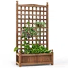 Quikfurn Solid Wood Farmhouse Garden Planter Box With 48-inch High Trellis