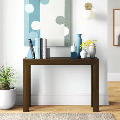 Quikfurn Solid Wood Modern Accent Console Table / Sofa Table In Dark Brown Walnut Finish