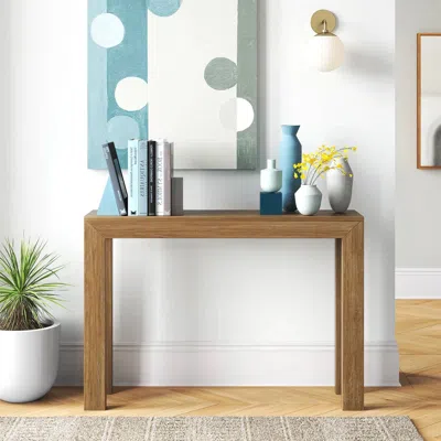 Quikfurn Solid Wood Modern Accent Console Table / Sofa Table In Medium Brown Pecan Finish