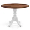 Quikfurn Solid Wood Round 40-inch Kitchen Dining Table With White Legs And Brown Top