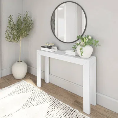 Quikfurn Solid Wooden Modern Accent Console Table / Sofa Table In White Wood Finish