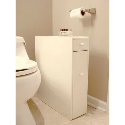 Quikfurn Space Saving Bathroom Floor Cabinet In White Wood Finish