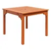 Quikfurn Square 35-in Outdoor Wooden Patio Dining Table With 2-in Diameter Umbrella Hole