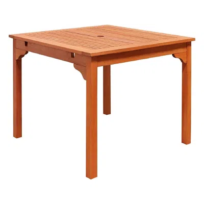 Quikfurn Square 35-in Outdoor Wooden Patio Dining Table With 2-in Diameter Umbrella Hole In Brown
