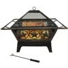 Quikfurn Square Outdoor Steel Wood Burning Fire Pit With Star Design