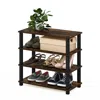 Quikfurn Stackable 4-shelf Black Brown Wood Shoe Rack - Holds Up To 12 Pair Of Shoes