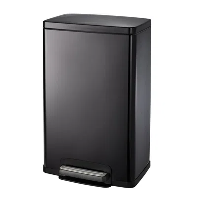 Quikfurn Stainless Steel 13-gallon Kitchen Trash Can With Step Lid Charcoal Black Grey
