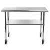 Quikfurn Stainless Steel 48 X 24-inch Kitchen Prep Table With Casters