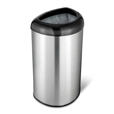 Quikfurn Stainless Steel Black Open Top 13-gallon Kitchen Trash Can With No Lid