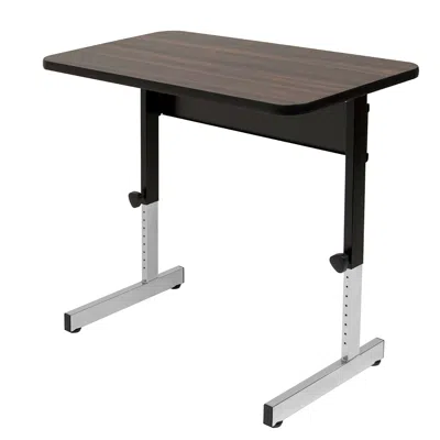 Quikfurn Stand Up Desk Adjustable Height Sitting Standing Writing Table In Walnut