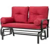 Quikfurn Steel Outdoor Garden Patio Rocking Glider Chair Loveseat With Red Cushions