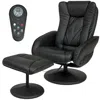 Quikfurn Sturdy Black Faux Leather Electric Massage Recliner Chair W/ Ottoman