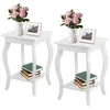 Quikfurn Stylish Nightstand End Table In White Wood Finish - Set Of 2
