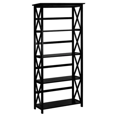 Quikfurn Tall 5-tier Bookcase In Black Wood Finish