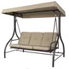 Quikfurn Tan 3-seat Outdoor Porch Deck Patio Canopy Swing With Cushions