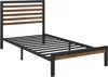 Quikfurn Twin Metal Platform Bed Frame With Bamboo Wood Slatted Headboard And Footboard