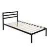 Quikfurn Twin Modern Metal Platform Bed Frame With Headboard And Wood Slats