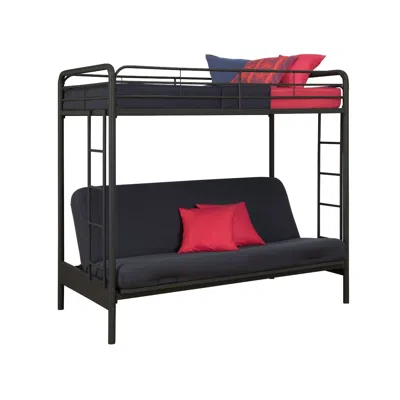 Quikfurn Twin Over Full Futon Bunk Bed Sleeper Sofa In Black Metal