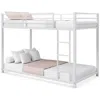Quikfurn Twin Over Twin Low Profile Modern Bunk Bed Frame In White Metal Finish