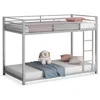 Quikfurn Twin Over Twin Low Profile Modern Bunk Bed In Silver Metal Finish