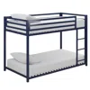 Quikfurn Twin Over Twin Size Modern Low Height Blue Metal Bunk Bed
