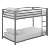 Quikfurn Twin Over Twin Size Modern Low Height Silver Grey Metal Bunk Bed