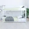 Quikfurn Twin Over Twin Size Modern Low Height White Metal Bunk Bed