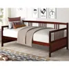 Quikfurn Twin Size 2-in-1 Wood Daybed Frame Sofa Bed In Brown Cherry Finish