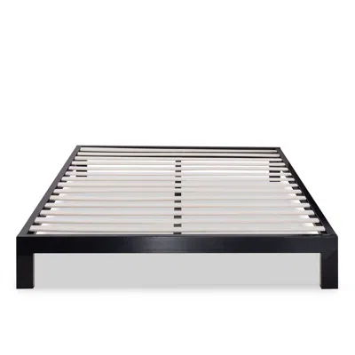 Quikfurn Twin Size Asian Style Black Metal Platform Frame With Wooden Slats