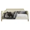 Quikfurn Twin Size Beige Cream Polyester Fabric Upholstered Daybed With Nailhead Trim