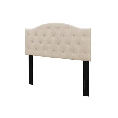 Quikfurn Twin Size Beige Fabric Upholstered Button-tufted Adjustable Height Headboard