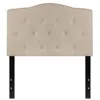 Quikfurn Twin Size Beige Fabric Upholstered Button Tufted Headboard