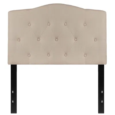 Quikfurn Twin Size Beige Fabric Upholstered Button Tufted Headboard