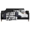 Quikfurn Twin Size Black Polyester Fabric Upholstered Daybed With Nailhead Trim