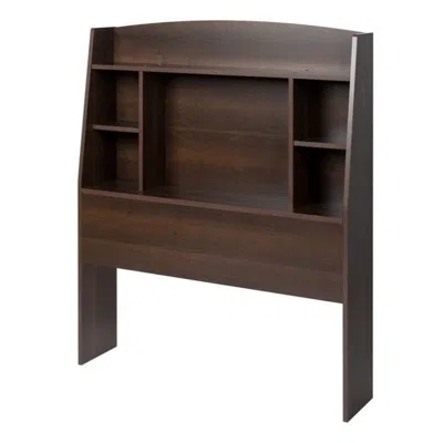 Quikfurn Twin Size Bookcase Storage Headboard In Espresso Wood Finish