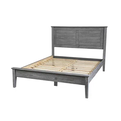 Quikfurn Twin Size Coastal Dorm Farmhouse Solid Pine Wood Platform Bed In Rustic Grey