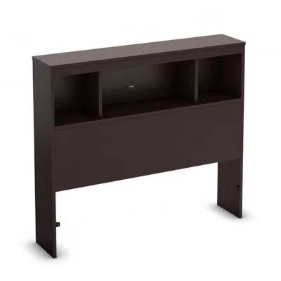 Quikfurn Twin Size Contemporary Bookcase Headboard In Chocolate Finish
