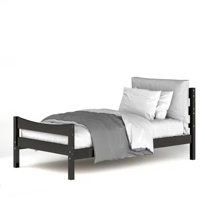 Quikfurn Twin Size Farmhouse Style Pine Wood Platform Bed Frame In Espresso