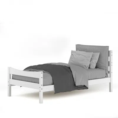 Quikfurn Twin Size Farmhouse Style Pine Wood Platform Bed Frame In White