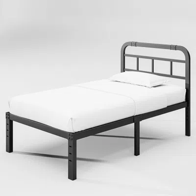 Quikfurn Twin Size Heavy Duty Black Metal Platform Bed Frame With Headboard