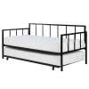 Quikfurn Twin Size Heavy Duty Metal Daybed With Roll-out Trundle Bed