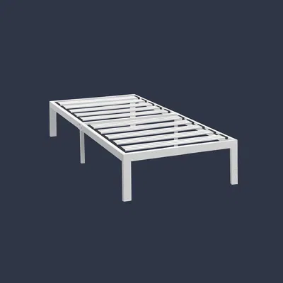 Quikfurn Twin Size Heavy Duty Steel Platform Bed Frame In White